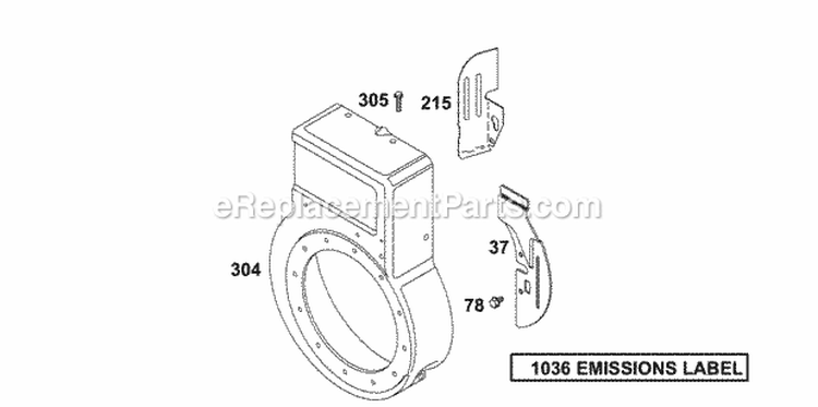 Blower Housing Diagram and Parts List for  Briggs and Stratton Engine